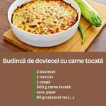 Budincă de dovlecei cu carne tocată și cașcaval la cuptor, preparat gustos.