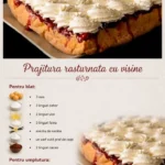 Prăjitură cu vișine proaspete și cremă delicioasă, servită pe o farfurie