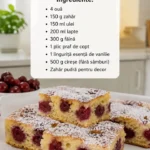 Prăjitură cu cireșe proaspete, simplă și delicioasă, gata de servire.