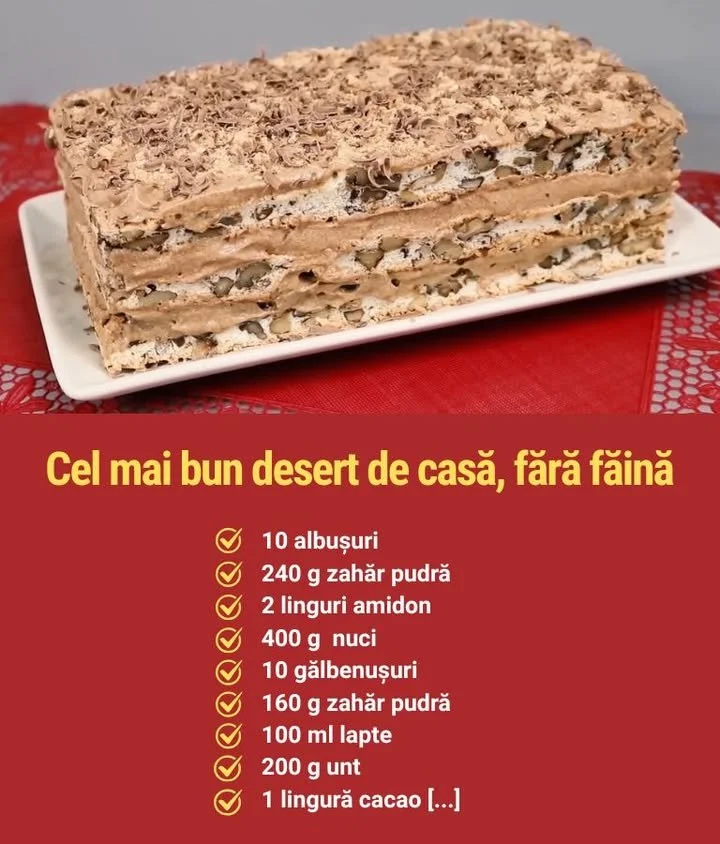 Desert de casă delicios, fără făină, pregătit cu ingrediente naturale