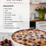 Clafoutis cu cireșe proaspete, desert franțuzesc gustos și ușor de preparat.