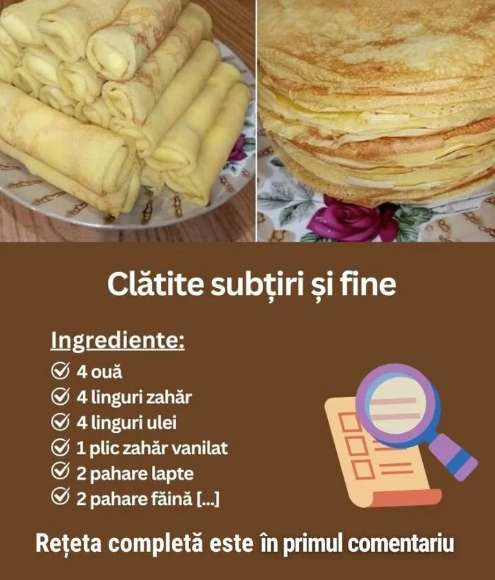 Clătite de casă subțiri și fine servite cu diverse umpluturi