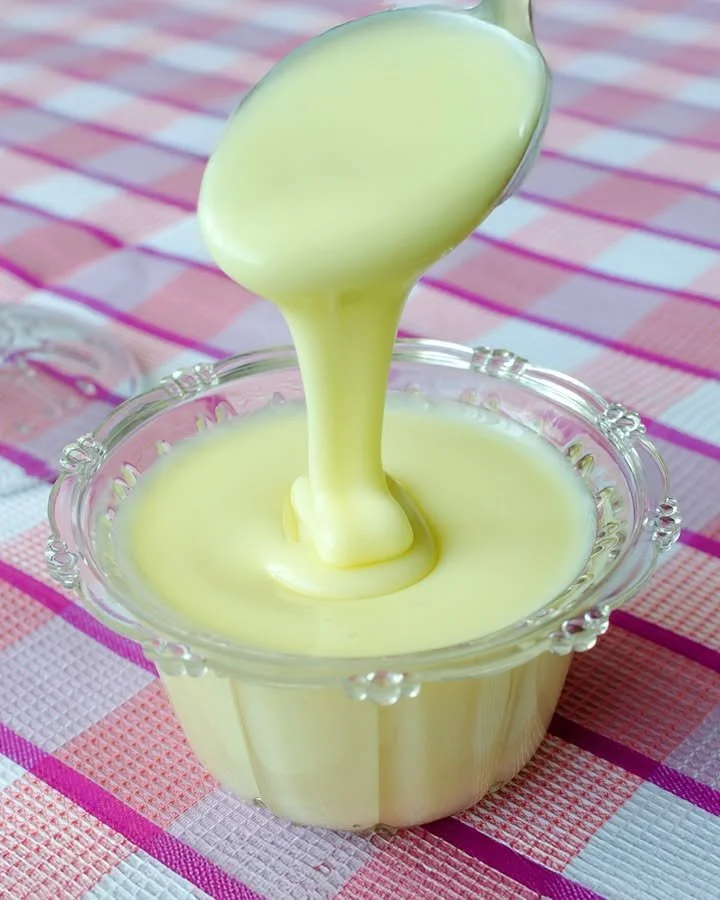 Lapte condensat îndulcit folosit în deserturi și rețete delicioase.