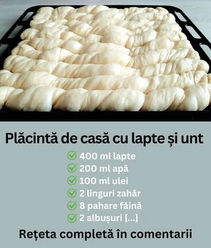 Plăcintă cu lapte și unt proaspăt coaptă, delicioasă și aromată