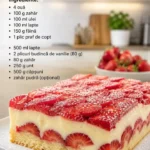 Prăjitură cu căpșuni și budincă, deliciu perfect pentru desert