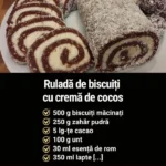 Ruladă de biscuiți cu cremă de cocos pe un platou