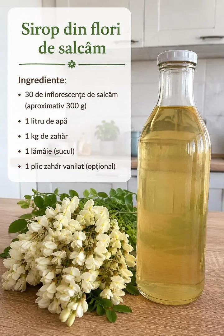 Sticlă de sirop de flori de salcâm organic