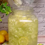 Bucurie de socată casnică cu lămâie într-un pahar răcoritor