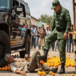 Colonel corupt umilește un bătrân în fața mașinii sale.