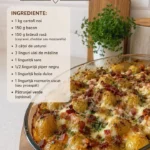 Cartofi noi la cuptor cu brânză și bacon, un preparat delicios.
