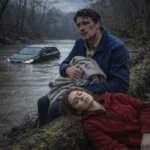 Chirurg salvând o femeie însărcinată dintr-o mașină scufundată