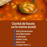 Ciorbă de fasole tradițională servită într-un bol rustic