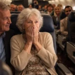 Femeie de 85 de ani protestând într-un avion în clasa business