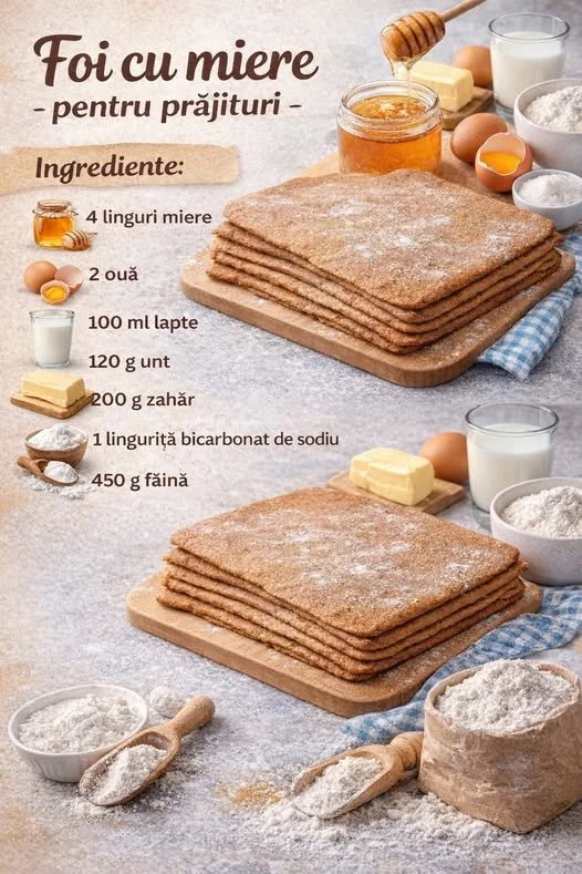 Foi dulci cu miere pentru prăjituri delicioase și aromate