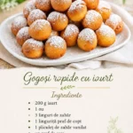 Gogoși rapide cu iaurt servite pe un platou, delicioase și ușor de preparat.