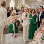Moment de la baby shower-ul fiicei, cu soacra desfăcând cadouri și râsete.