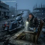 Motociclist bătrân Noah Marinescu descoperind un buncăr uitat.
