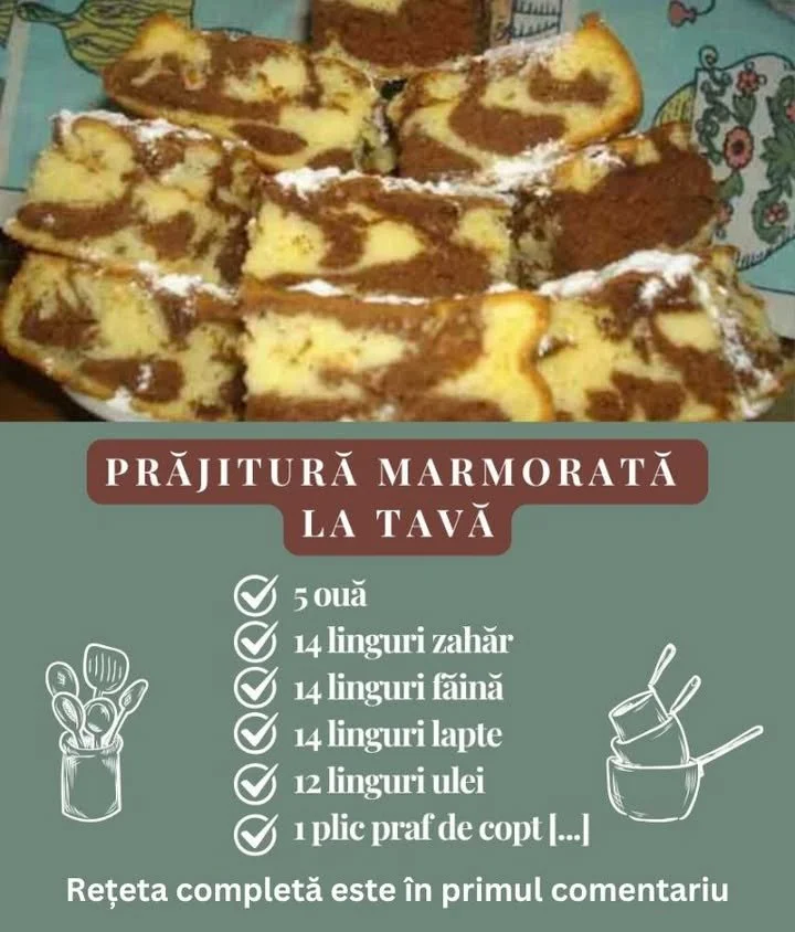 Prăjitură marmoreată la tavă, un desert delicios și ușor de preparat