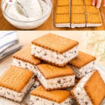 Sandwichuri cu înghețată de vară sunând proaspete și delicioase