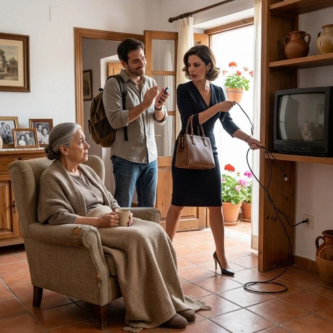 Televizorul oprit dezvăluie trădarea fiului și nurii ei care i-au cheltuit banii.