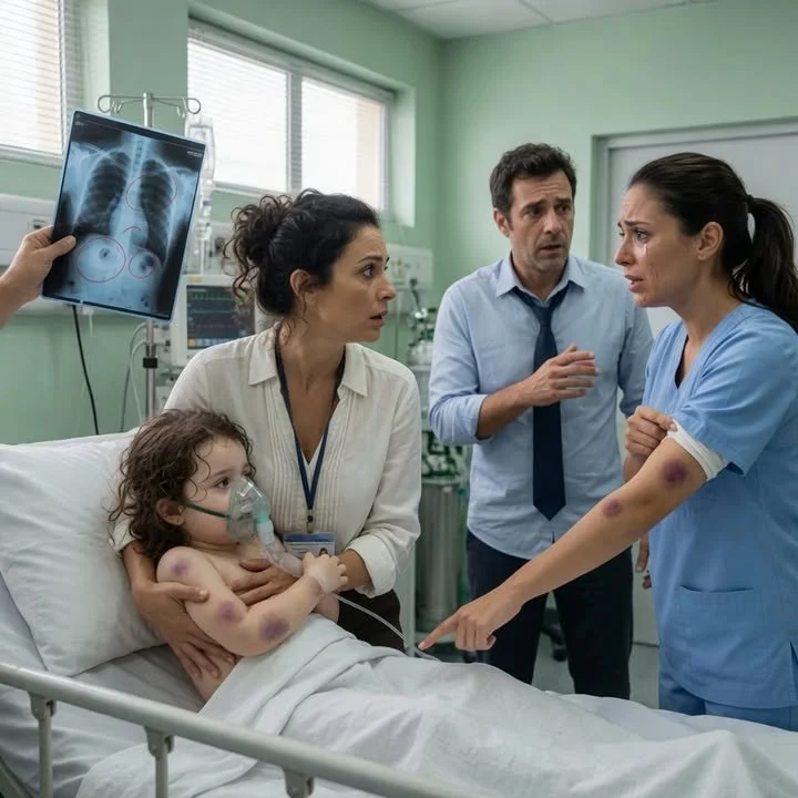 Imagini din camera de supraveghere privind vânătăile fetiței noastre