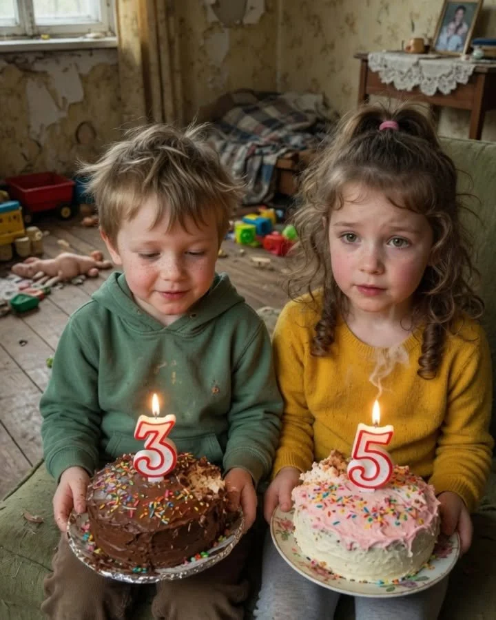 Zâmbete la ziua de naștere a fratelui meu de 3 ani și la aniversarea mea de 5 ani.